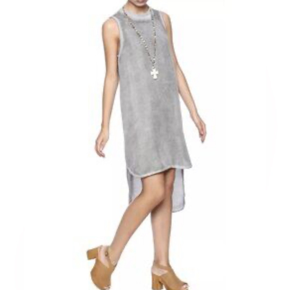 Cloth & Stone Light Gray Sleeveless Hi-low Hem Dress.